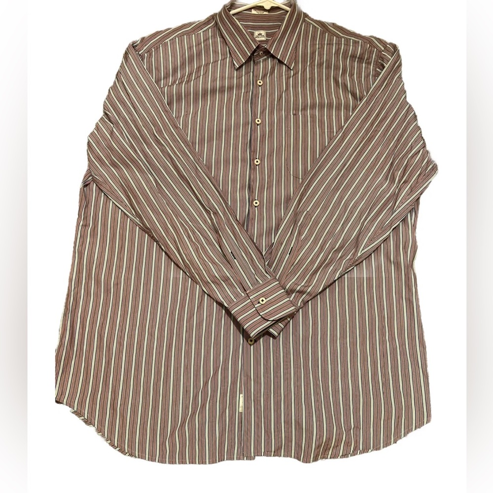 Peter Millar Mens Shirt Size XXL Long Sleeve Button Up Striped 100% Cotton